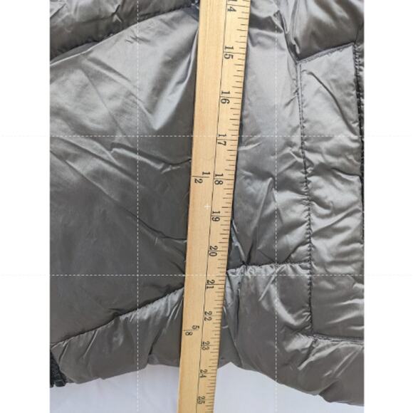 Ava Viv Puffer Jacket Short 2X Plus Winter Hood Coat Faux Fur Full Zip Silver - Picture 6 of 9